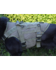 Tactical harness on a construction mesh.